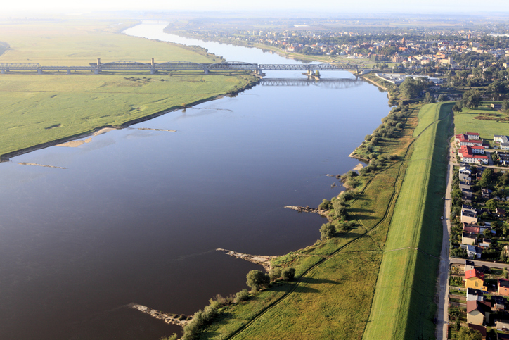 widok z lotu ptaka na Wisłę