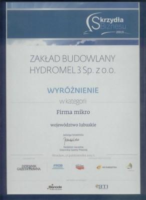 Skrzydła Biznesu 2013 – Wyróżnienie w kategorii: Firma mikro